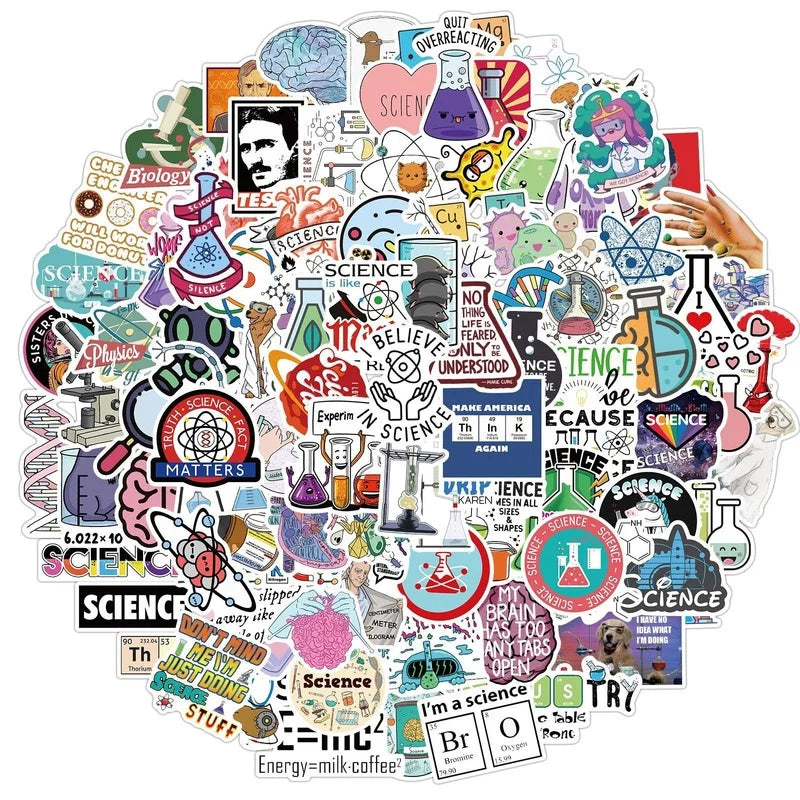 Chemistry Science Stickers Waterproof for Guitar Laptop Phone Cup Suitcase Skateboard 10/50/100pcs (Online Order Only)