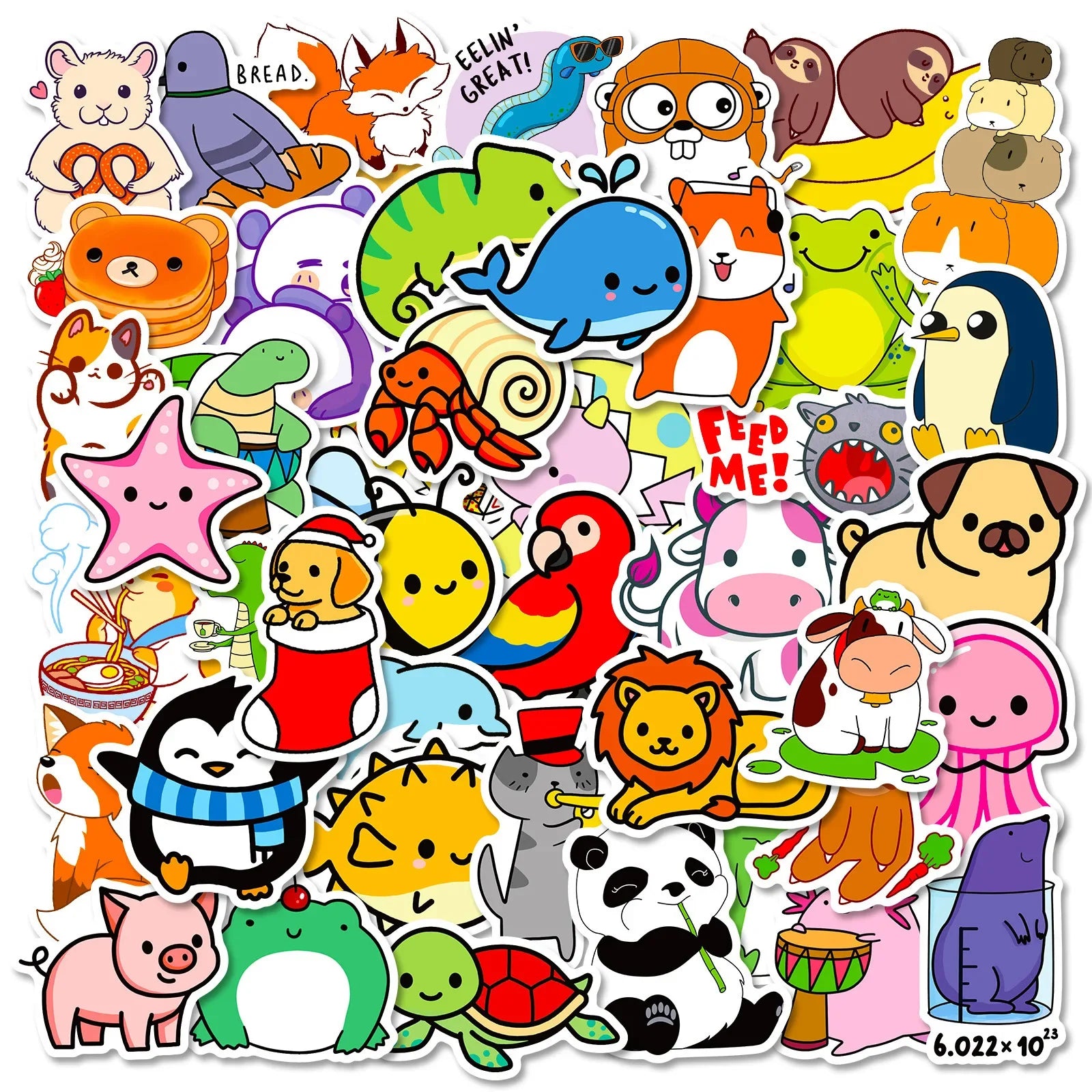50pcs Cute Animal Graffiti Stickers for Helmet, Wall, Desktop Decoration (Online Order Only)