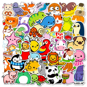 50pcs Cute Animal Graffiti Stickers for Helmet, Wall, Desktop Decoration (Online Order Only)