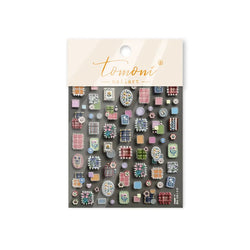 Button Rag Floral Print Flower Small Sticker Cloth Morning Glory Figure Pattern Thread Adhesive Nail Art Stickers Manicure Decal (ONLINE ORDER ONLY)