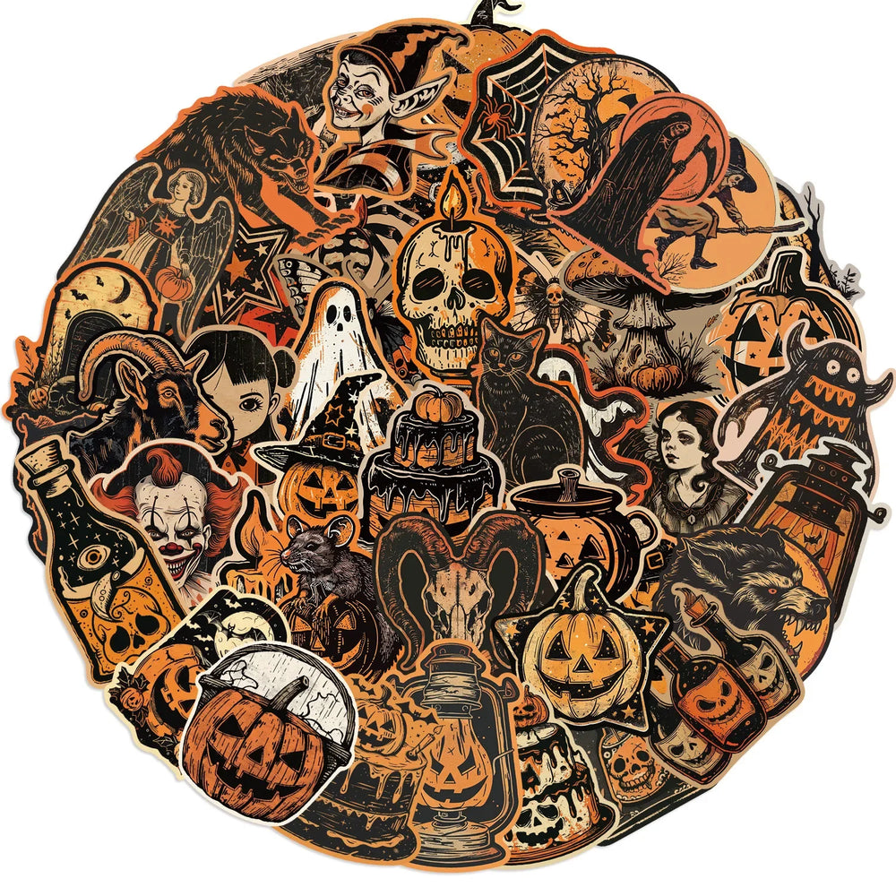 Retro Halloween Graffiti Stickers for Suitcase, Skateboard, Laptop, Luggage, Phone (ONLINE ORDER ONLY)