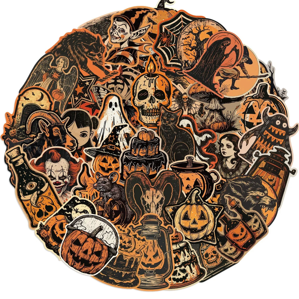 Retro Halloween Graffiti Stickers for Suitcase, Skateboard, Laptop, Luggage, Phone (ONLINE ORDER ONLY)
