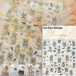 Cute Cat Eye Fishbone Animals Leopard Cat Ginger Cat Kitten Exclamation Point Paw Self Adhesive Nail Art Sticker Manicure Decals (ONLINE ORDER ONLY)