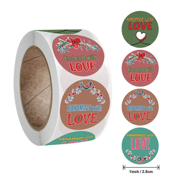 100-500pcs 1Inch DIY Hand Made With Love Label Wedding Stickers Adhesive Sticker Kraft Round Labels Wholesale price (Online Order Only)