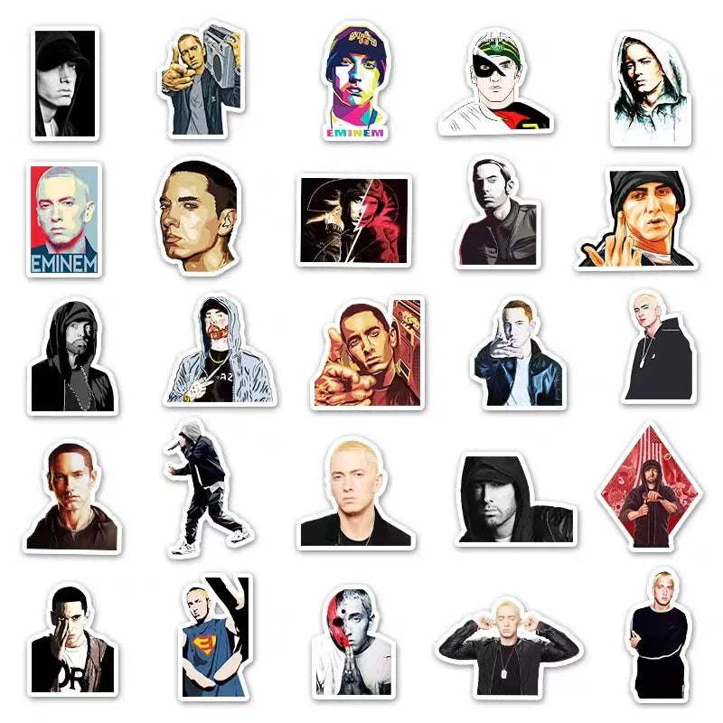 Cool White Detroit Rapper Eminem Hip Hop Sticker Packs (ONLINE ORDER ONLY)