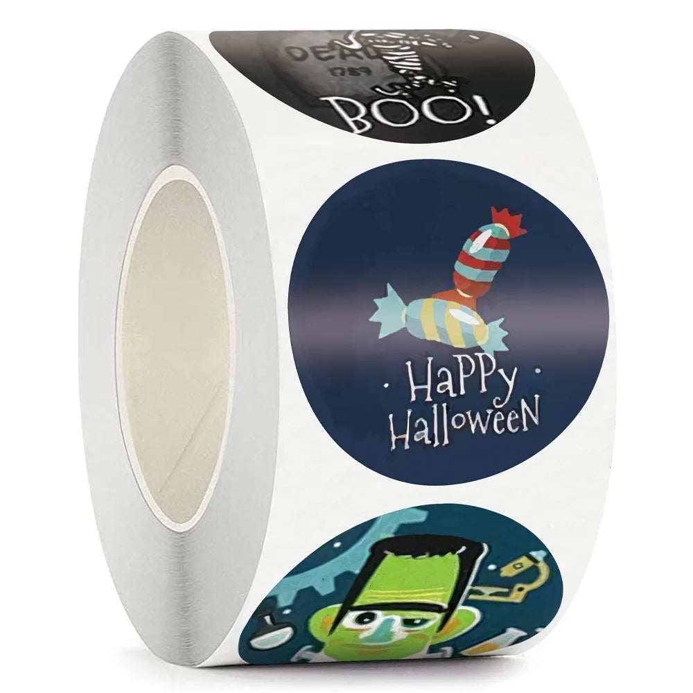 100-500pcs Halloween Pumpkin Witch Self Adhesive Paper Stickers Candy Bags Box Gift Packaging Sealing Sticker Labels (ONLINE ORDER ONLY)
