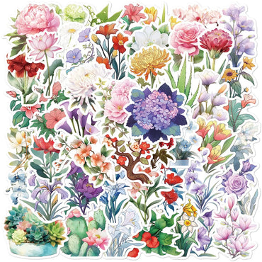 10/50pcs Cute Pretty Flowers Stickers Aesthetic DIY Notebook Diary Travel Luggage Phone Laptop Classic Decals Graffiti Sticker (ONLINE ORDER ONLY)