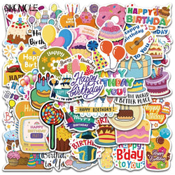 Cartoon Happy Birthday Stickers - 10/30/50pcs Kawaii DIY Decals for Kids, Luggage, Laptop (ONLINE ORDER ONLY)