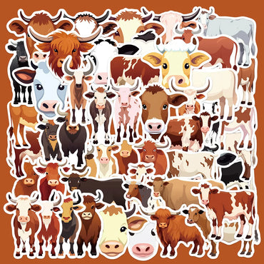 50pcs Cute Cow Cartoon Stickers for Helmet, Wall, DIY Decoration (ONLINE ORDER ONLY)