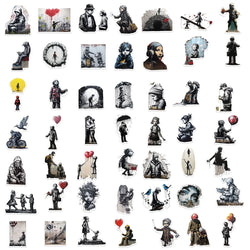 10/30/50pcs Cool Banksy Street Art Graffiti Stickers Cartoon Decals Laptop Scrapbook Phone Suitcase Car Waterproof Sticker Toys (ONLINE ORDER ONLY)