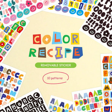 10pcs Alphabet & Number Stickers, Colorful, Water-Resistant, No Trace, DIY Scrapbook Decor (Online Order Only)