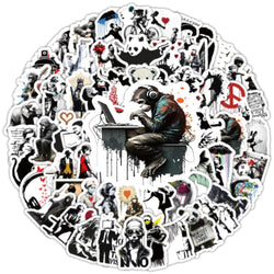 10/30/50/100pcs Cartoon Banksy Street Art Graffiti Stickers Decals Kids Toys Notebook Laptop Phone Notebook Decoration Sticker (Online Order Only)