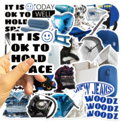 30Pcs Blue Time Cartoon Aesthetic Stickers Cute Decal For Computer Laptop Phone Luggage Graffiti Sticker Toy (ONLINE ORDER ONLY)