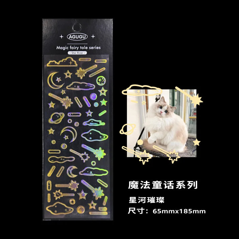 Cute Bubble Whale Bronzing Silver Sticker Aesthetics Decorative Scrapbooking Stickers School Supplies Diary Material Stickers (Online Order Only)