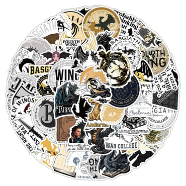 10/30/50/100pcs Cool Novel Fourth Wing Stickers Anime Decals Skateboard Laptop Motorcycle Phone Helmet Waterproof Sticker Toys (Online Order Only)