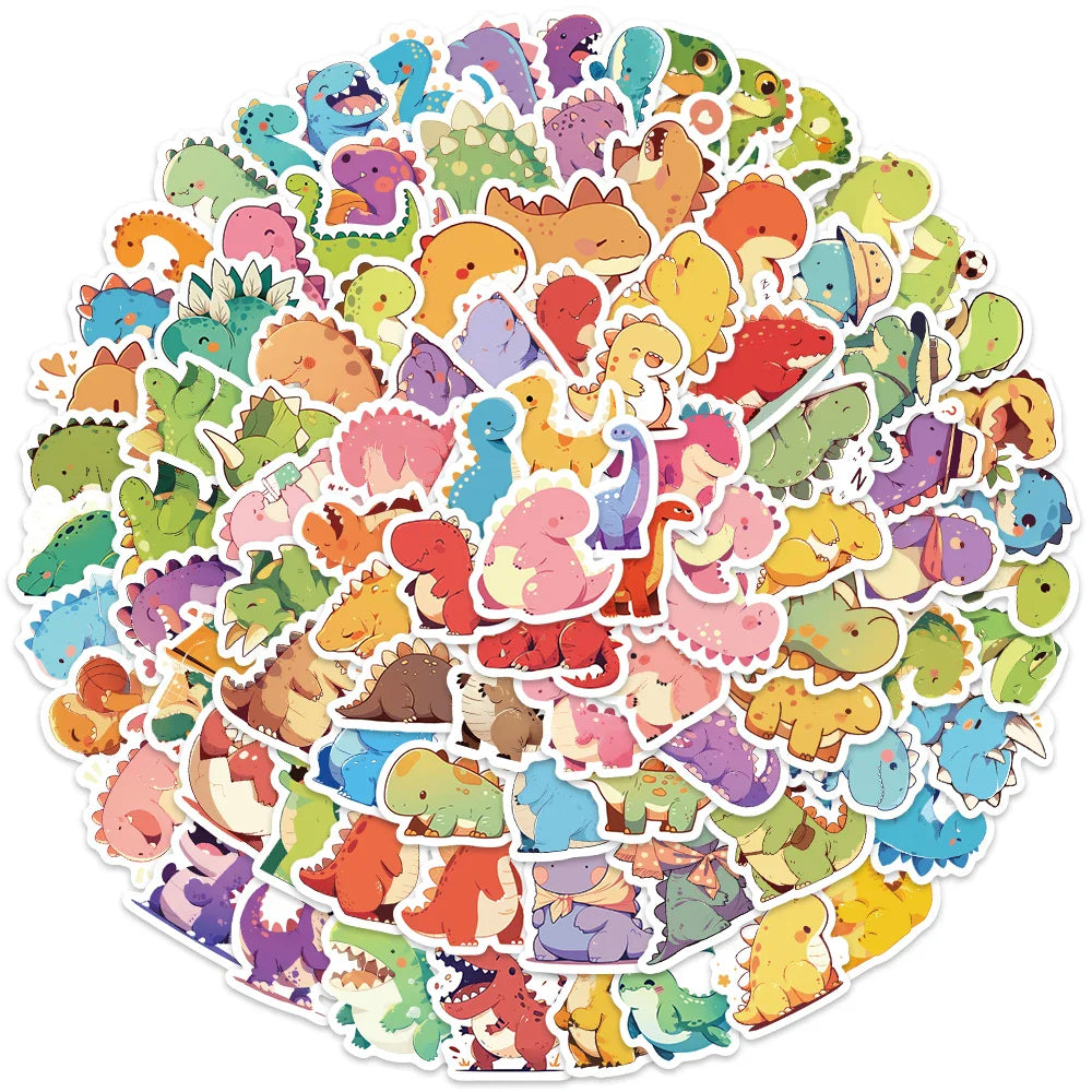 100pcs Kids Students Reward Decals Cute Cartoon Dinosaur Stickers For Luggage Laptop Guitar Phone Waterproof Vinyl Decals (ONLINE ORDER ONLY)