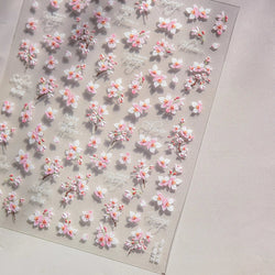Flowers Blooming Cherry Blossom Sakura Living Peach Branch 5D Soft Relief Spring Adhesive Nail Art Sticker Chic Manicure Decals (ONLINE ORDER ONLY)