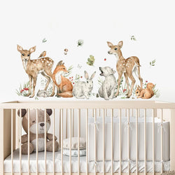Cartoon Forest Animals Deer Wall Stickers Nursery Vinyl Decals Kids Room Decor (Online Order Only)