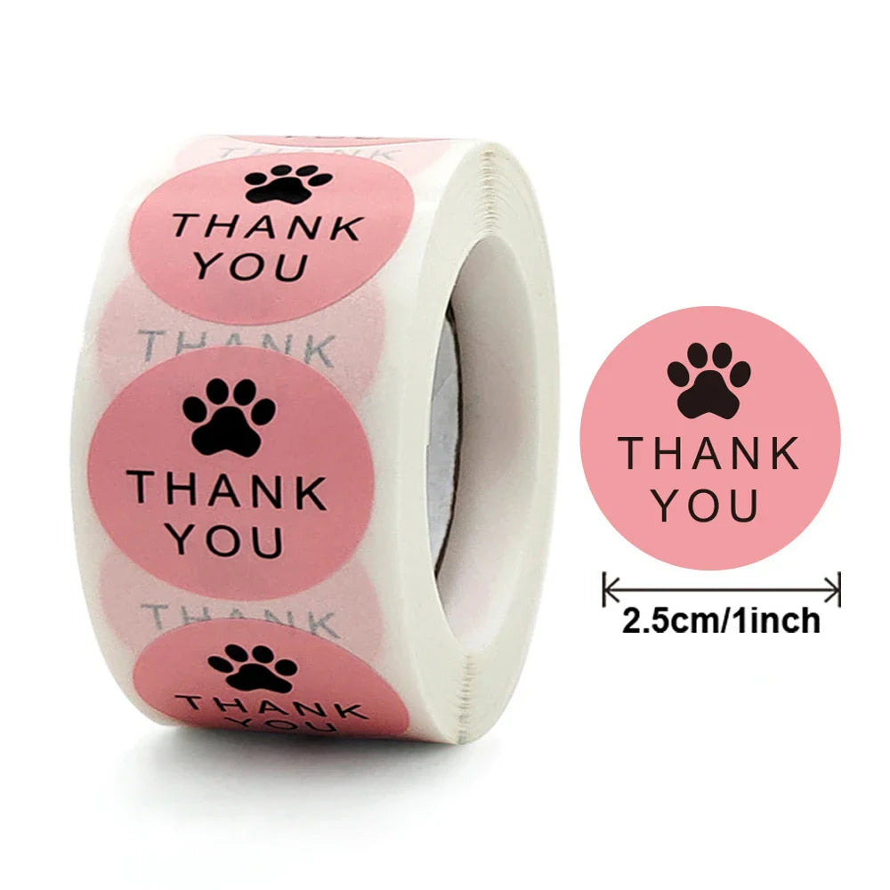 500pcs/roll Round Brown labels Thank You Kraft Stickers 1 inch Wedding Pretty Gift Envelope Sealing Label Stickers Stationery (ONLINE ORDER ONLY)