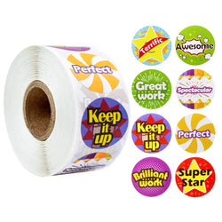100-500pcs Cute Reward Stickers Roll with Word Motivational Stickers for School Teacher Kids Student Stationery Stickers Kids (Online Order Only)