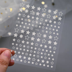 9Pcs 3D Sliver Stars Nails Stickers Bronzing Star Nail Art Decals For DIY Nail Art Decoration Self Adhesive Nail Manicure Parts* (Online Order Only)