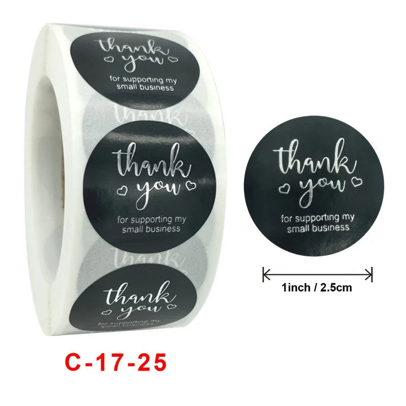 500 Pcs Round Black Thank You Bond Party Adhesive Diy Seal Stickers Decorative Album Diary Cartoon Label Decor (ONLINE ORDER ONLY)