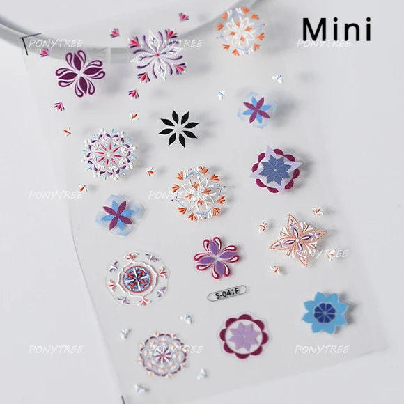 Cute Spring Flowers Purple Blue White Bowknot Rose Garden Daisy 5D Soft Embossed Relief Adhesive Nail Art Sticker Manicure Decal (ONLINE ORDER ONLY)