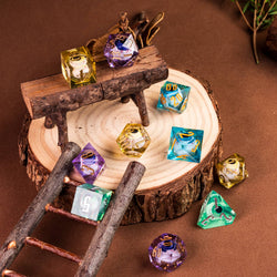 7 Piece Handcrafted Sharp Edged Dice Set With Liquid Core Eyeball (Online Order Only)