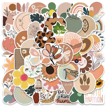 100pcs Vintage Boho Stickers Retro Vinyl Decals for Laptop Scrapbooking Decor (Online Order Only)