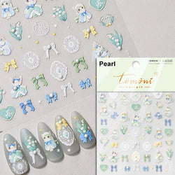 Dog Rabbit Line Bunny Footprint Bowknot Heart Cake Strawberry Flowers Bone Graffiti Adhesive Nail Art Stickers Manicure Decals (ONLINE ORDER ONLY)