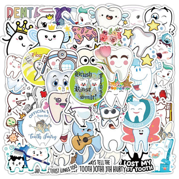 10/30/50pcs Cute Funny Cartoon Protect Teeth Graffiti Stickers Kawaii Laptop Phone Suitcase Decoration Stationery Sticker Toys (ONLINE ORDER ONLY)