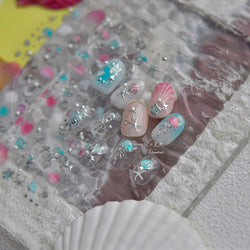 Dizzying Shell Coral Dolphin Starfish Heart Jellyfish Water Bubbles Ocean Adhesive Nail Art Decorations Stickers Manicure Decals (ONLINE ORDER ONLY)