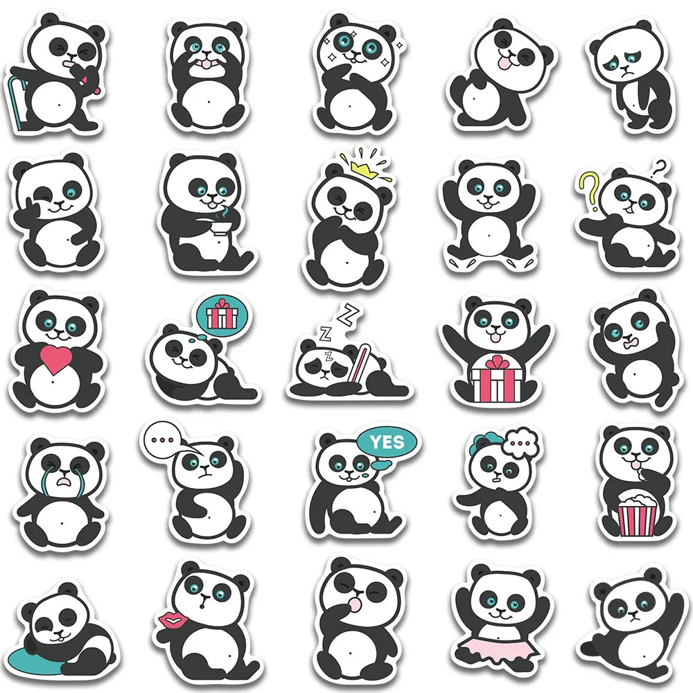 50pcs Cute Cartoon Panda Animals Stickers Kids Toy Vinyl Waterproof Graffiti Guitar Laotop Phone Luggage Sticker Decals (ONLINE ORDER ONLY)
