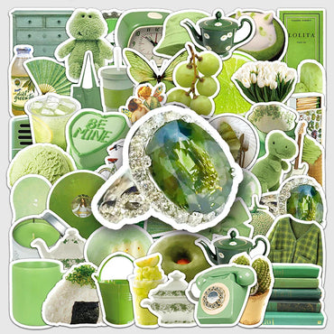 10/30/50PCS Ins Style Cartoon Green Stickers Decal Waterproof Skateboard Laptop Phone Motorcycle Guitar Car Sticker Toy Graffiti (ONLINE ORDER ONLY)