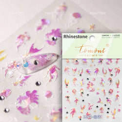 Pink Star Oceanic Shell Starfish Conch Bowknot Embossment Shiny Delicate 5D Chic Self Adhesive Nail Art Stickers Manicure Decals (Online Order Only)