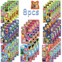 8 Sheets Cute Cat Dog Animal Stickers for Scrapbooking, Luggage, Laptop, Skateboard (Online Order Only)