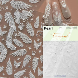 Charming Beautiful Black White Small Butterfly Flower Petal Love Heart Bowknot 5D Self Adhesive Nail Art Sticker Manicure Decals (Online Order Only)