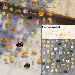 Dog Rabbit Line Bunny Footprint Bowknot Heart Cake Strawberry Flowers Bone Graffiti Adhesive Nail Art Stickers Manicure Decals (ONLINE ORDER ONLY)