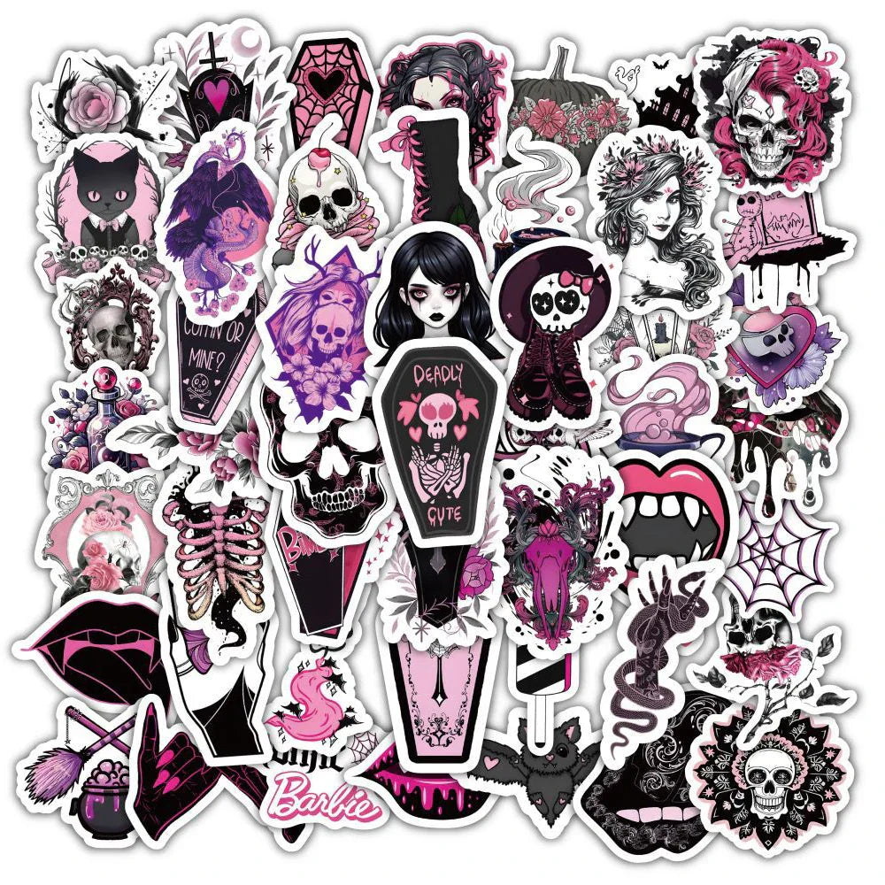 Gothic Skull Stickers Decals: 10/30/50/120pcs Waterproof for Skateboard, Laptop, Motorcycle, Phone (ONLINE ORDER ONLY)