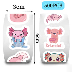 500pcs/roll Cute Axolotl Cartoon Graffiti Stickers DIY Phone Guitar Laptop Notebook Suitcase Waterproof Sticker Kids Toy (ONLINE ORDER ONLY)