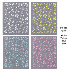 4pcs/set Hibiscus Flowers Nail Sticker Y2K Star Adhesive Nail Art Supplies Decal for Women Nail Supplies DIY Manicure Decoration (ONLINE ORDER ONLY)