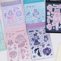 Sweet Cute Skateboard Girl Stickers Diary Scrapbooking DIY Album Decoration Sticker Aesthetic Personalized Kawaii Stationery (Online Order Only)