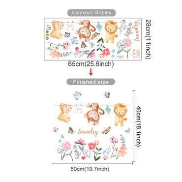 Cartoon Animal Flower Wall Stickers for Kids Room Decor (ONLINE ORDER ONLY)
