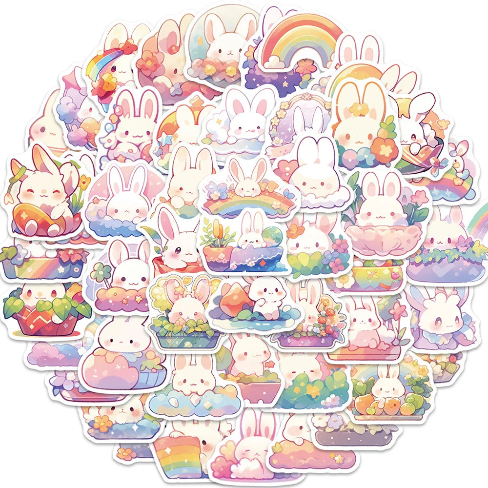 10/30/50pcs Funny Cute Rainbow Rabbit Graffiti Stickers Kawaii Decals Laptop Phone Notebook Decoration Kids Classic Toy Sticker (ONLINE ORDER ONLY)