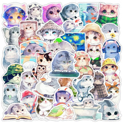 10/30/50PCS Cute Cat Stickers Kids Toys DIY Decoration Kawaii Animal Decals Fridge Luggage Laptop Phone Guitar Bike Skateboard (ONLINE ORDER ONLY)
