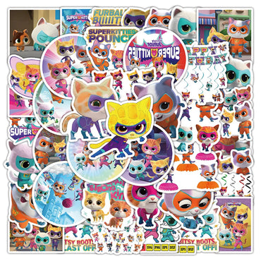 10/30/50PCS Super Kitties Stickers Cute Cartoon Sticker Kids Toy DIY Luggage Laptop Phone Guitar Car Bike Skateboard Decals Gift (ONLINE ORDER ONLY)