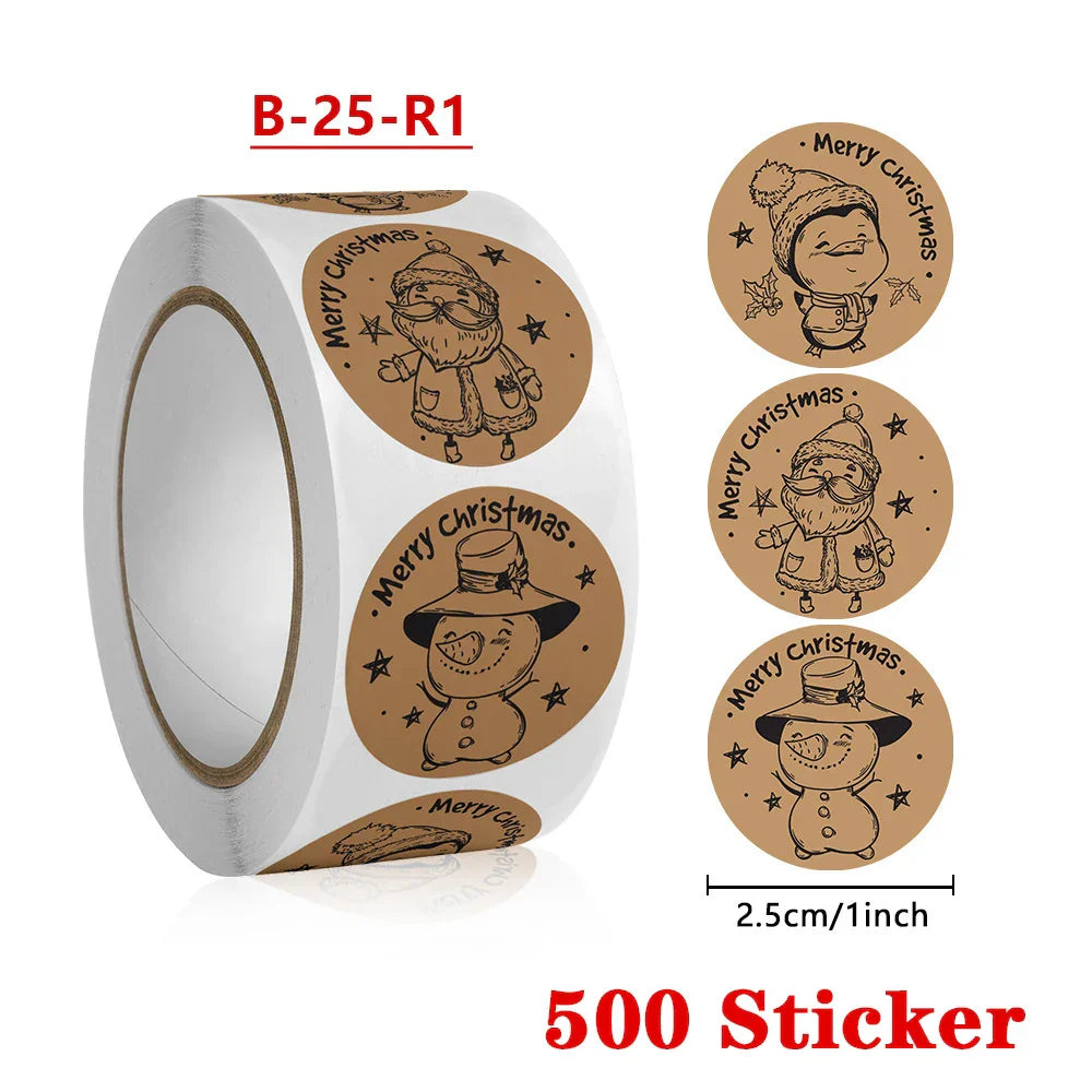Kraft Paper Merry Christmas Stickers - Holiday Decor & Party Labels (Online Order Only)