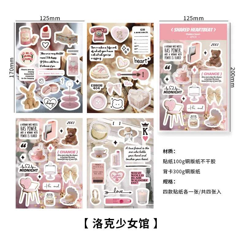 4 Sheets Ins Korean Magazine Planner Stickers Scrapbooking Journal Collage DIY Decoration Material Sticker Kawaii Stationery (Online Order Only)