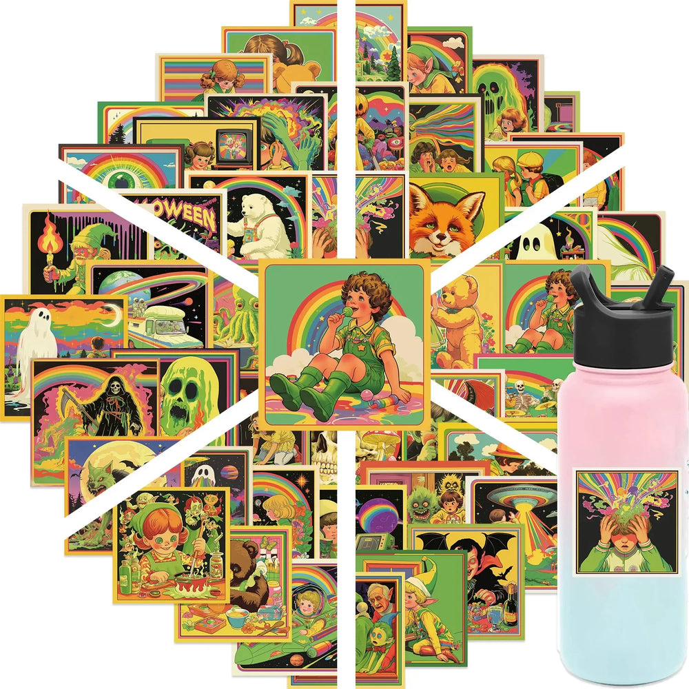 50pcs Cartoon Retro Comics Stickers Vintage Stickers DIY Laptop Luggage Skateboard Graffiti Decal Fun for Kid Gift (ONLINE ORDER ONLY)