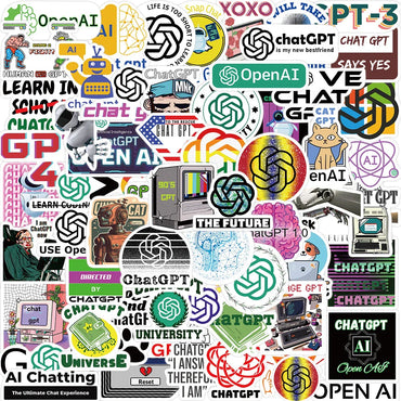 10/30/60PCS Chat Gpt Stickers Program Cartoon Decals Decoration DIY Laptop Scrapbook Phone Fridge Bike PVC Waterproof Graffiti (ONLINE ORDER ONLY)